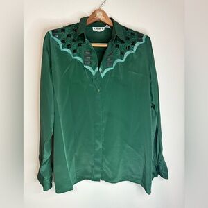 Diani Vintage Dark Green beaded Women's Top western  size 12